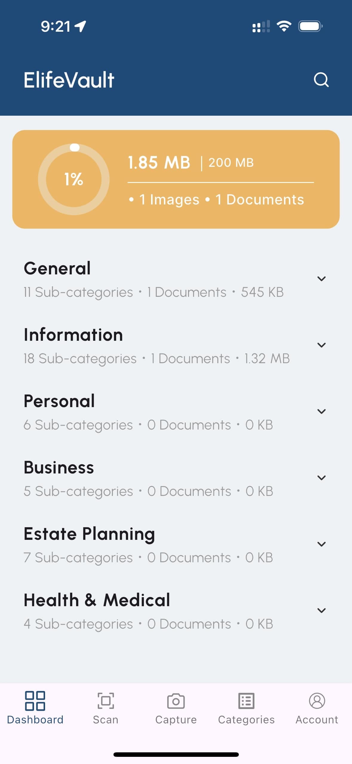eLifeVault app screenshot 2